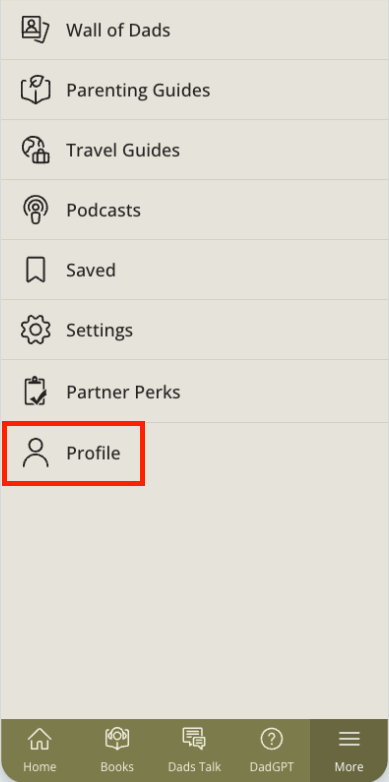 Navigate to More then Profile