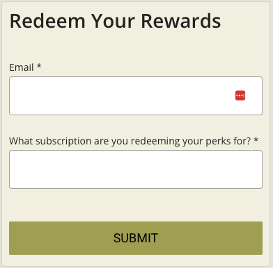 Enter information and press SUBMIT to redeem